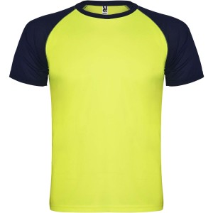 Indianapolis rvid ujj uniszex sportpl, fluor yellow, navy blue (T-shirt, pl, kevertszlas, mszlas)