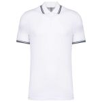 Kariban frfi rvidujj gallros pl, White/Navy (KA272WH/NV)