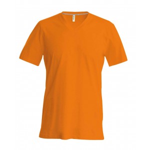 Kariban V-nyak frfipl, Orange (T-shirt, pl, 90-100% pamut)